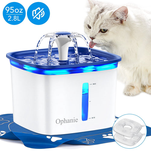 Fontaine à eau filtrante 2.8L pour chat et chien - eau fraîche filtrée en continu